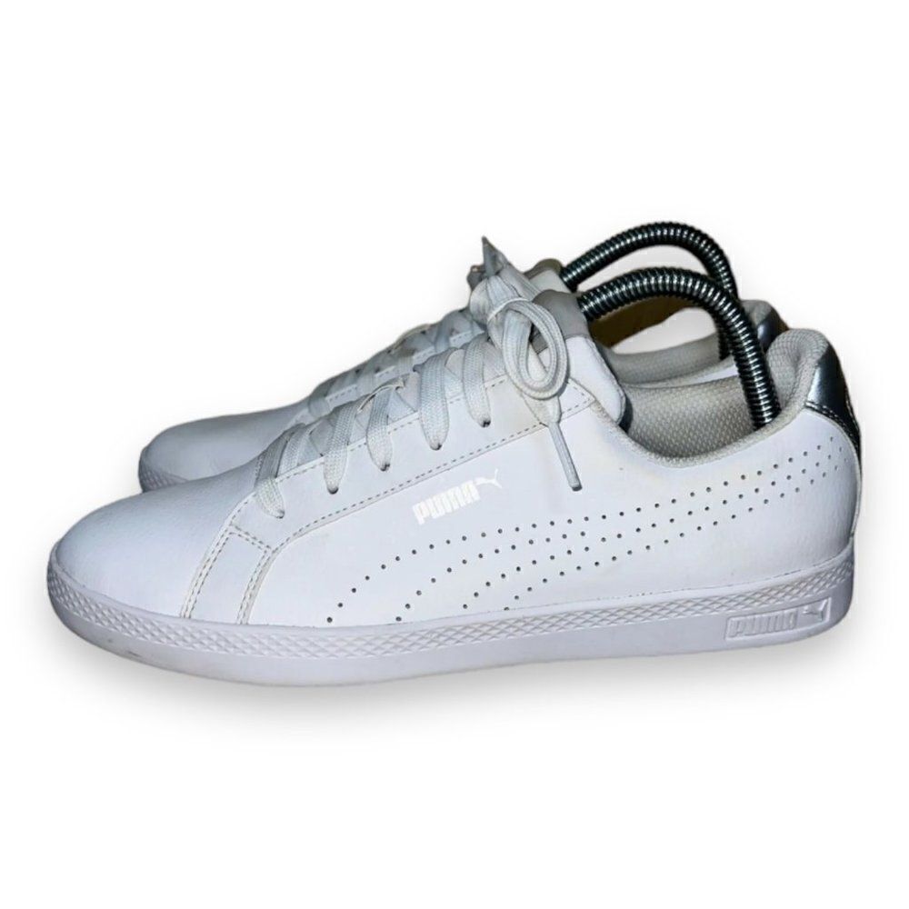 Puma‎ Smash Perforated White/Silver 366238-01 Women's 9